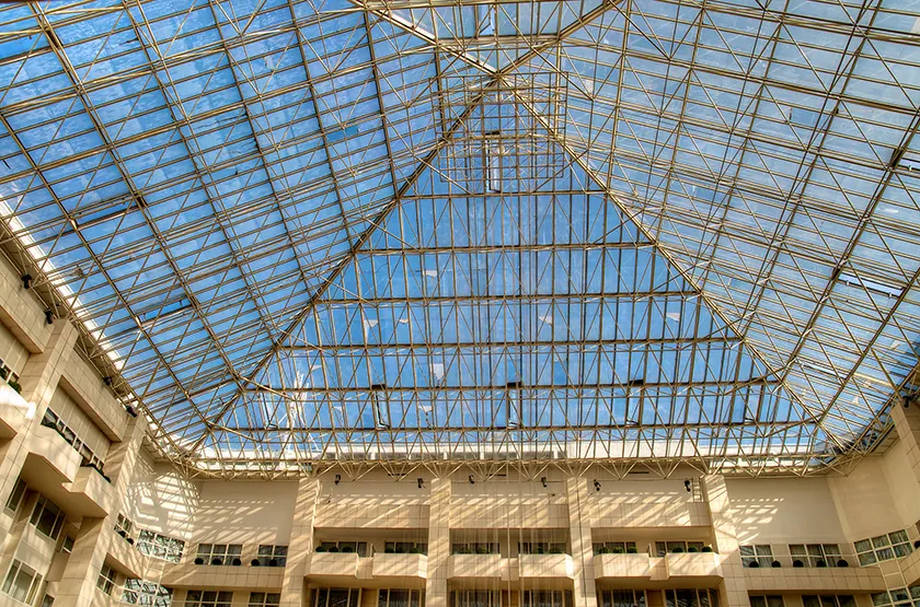 A office building employing hundreds of skylights.