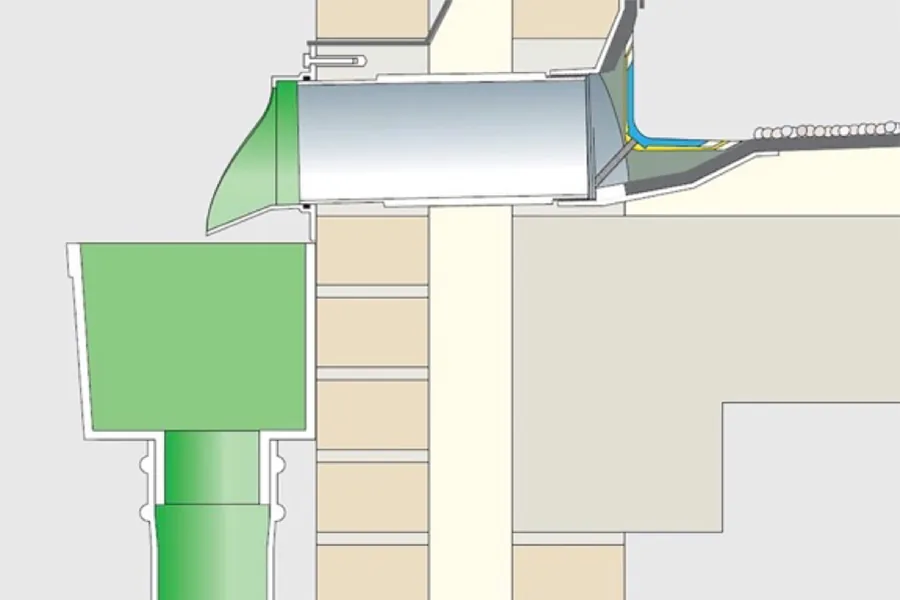  scupper drain through wall cross section