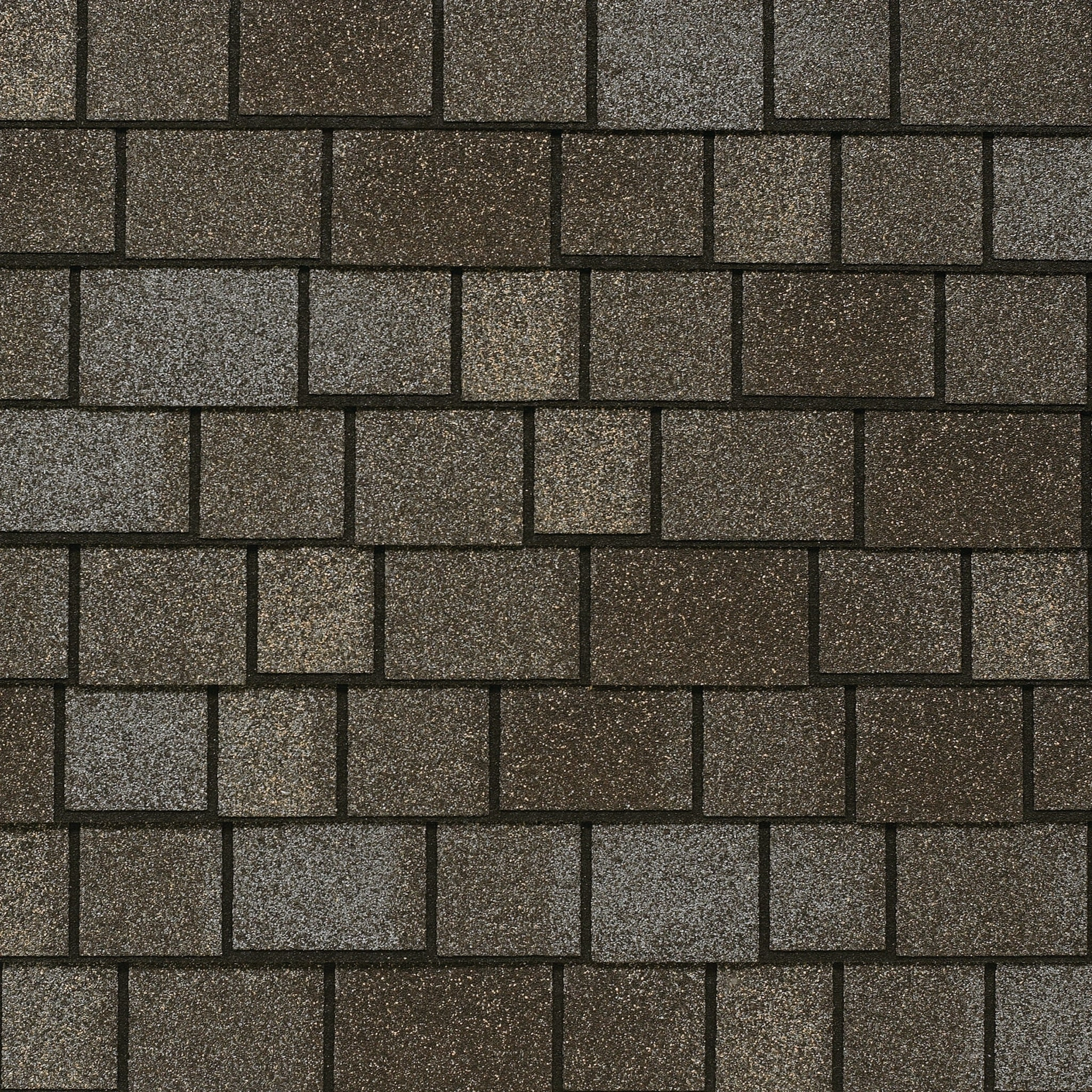 An asphalt shingle roof showcasing a Royal Estate pattern with alternating dark gray and light gray rectangles.