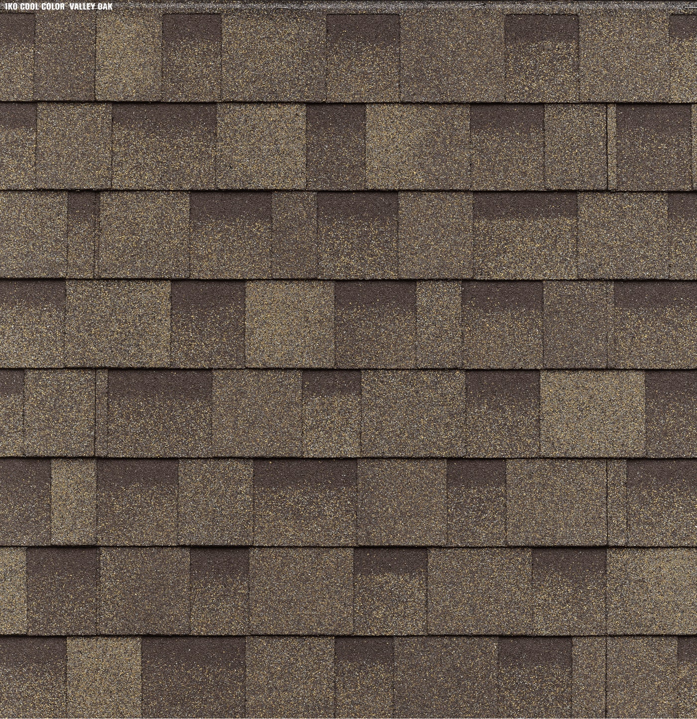 Close-up view of a roof with brown asphalt shingles featuring the Cambridge Cool Colors design in a checkered pattern.