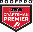 IKO Craftsman Premier RoofPRO badge with a red and black shield design.