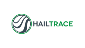 Logo of HailTrace with abstract circular design.