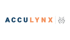 AccuLynx logo featuring the company name in blue and orange text with a stylized bobcat face on the right.