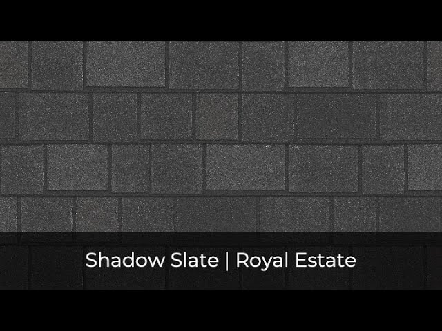 Introducing the Royal Estate collection's "Shadow Slate," an elegant choice from IKO Roof Shingle Colors. These dark gray shingles offer timeless sophistication, enhancing any architectural style with their refined and classic appearance.