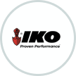 IKO logo featuring a red shield with a black outlined figure and the text "IKO Proven Performance" in black.