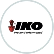 IKO logo featuring a red shield with a black outlined figure and the text "IKO Proven Performance" in black.