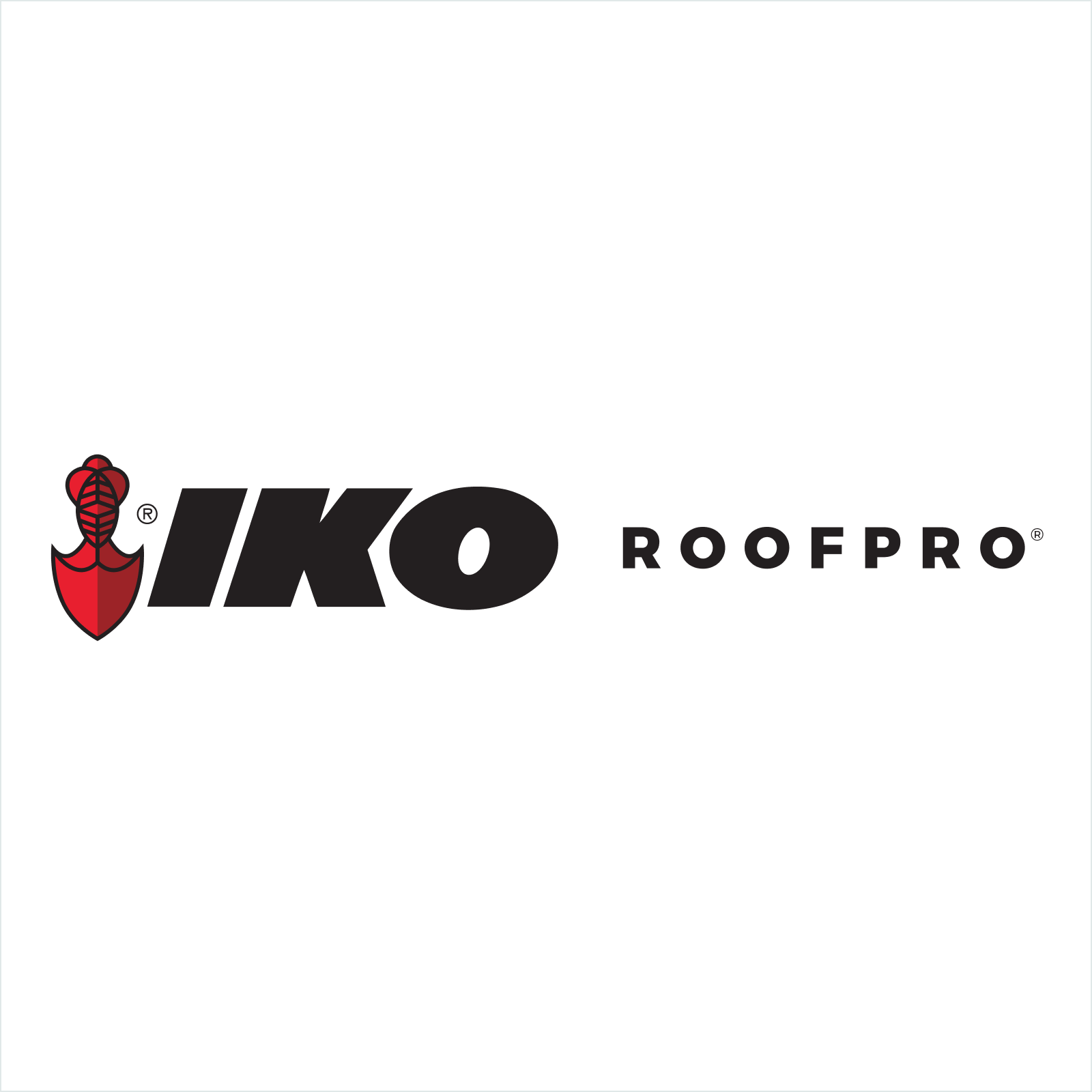 The IKO ROOFPRO logo showcases a striking red shield icon alongside bold black text, representing strength and durability.